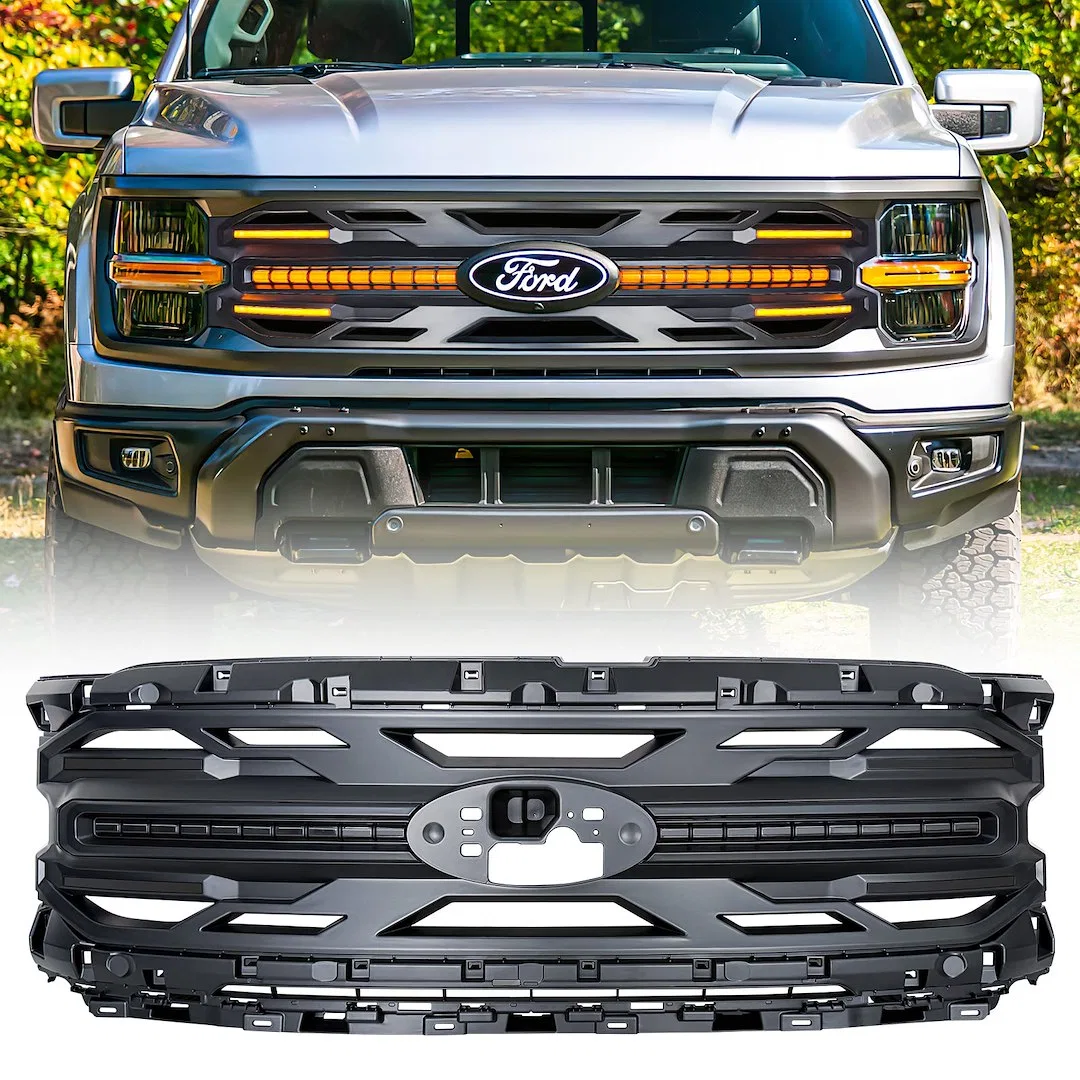 AMFMAA00194 – AMERICAN MOD Grille, Mesh Style With Light Cutouts Matte Black ABS Plastic With Smoked Daytime Running ...